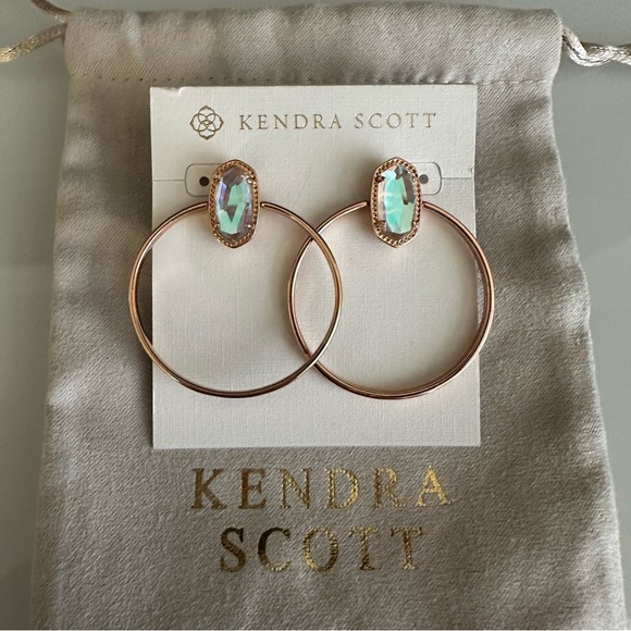 Kendra Scott Mayra Open Frame Earring Rose Gold Dichroic Glass
